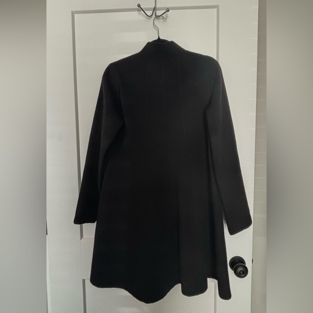 EILEEN FISHER VINTAGE BLACK WOOL SWING COAT (NEHRU) STAND UP COLLAR SZ XS- S - Picture 9 of 16